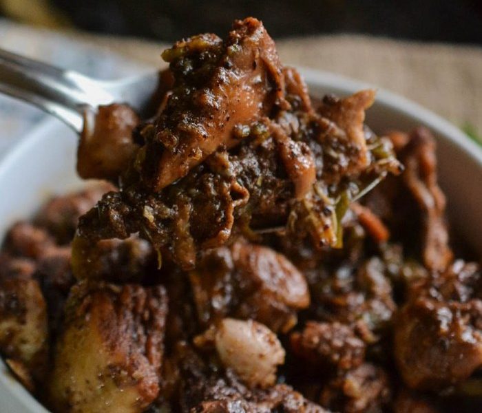 Caribbean brown stew chicken — J's Kitchen, Grand Cayman meal delivery