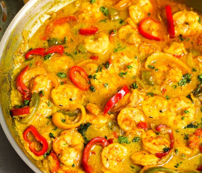 Curry shrimp & greens — J's Kitchen, Grand Cayman meal delivery